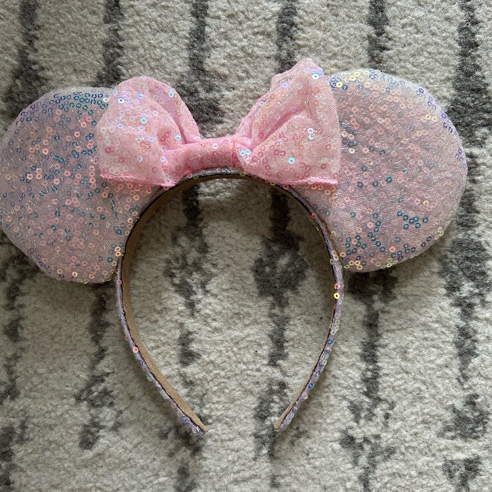 Pink/Iridescent Sequin Mickey Mouse Ears Headband